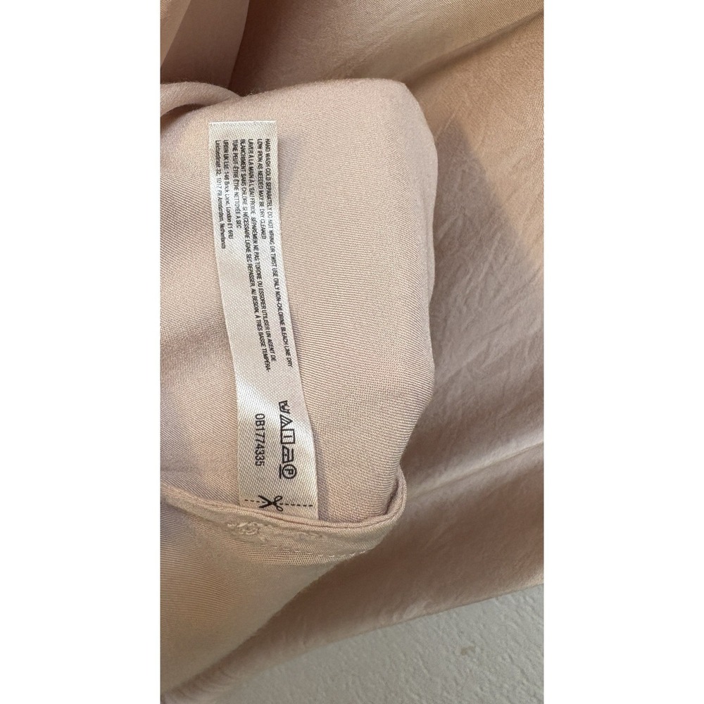 Anthropologie Colorblock Satin Slip Dress Champagne 90's Minimalist Soft Glam M - Picture 12 of 12